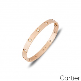 Cartier Rose Gold Full Diamond Love Bracelet Size 16 B6040616 Cartier Rose Gold Full Diamond Love Bracelet Size 16 B6040616